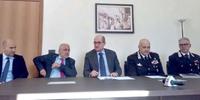 La conferenza stampa. Da sinistra, Enrico Calandro, Roberto Lenza, Antonio Centore, Antonino Neosi e Alessandro Cisternino