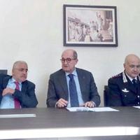 La conferenza stampa. Da sinistra, Enrico Calandro, Roberto Lenza, Antonio Centore, Antonino Neosi e Alessandro Cisternino