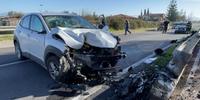 L'auto di Cosimo Alessio dopo l'incidente dello scorso 18 marzo